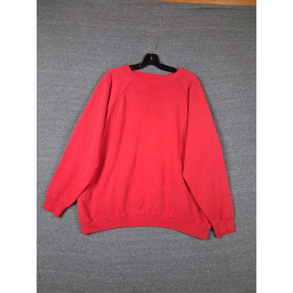 VTG Hanes Mens Sweatshirt 2X Big Crew Red Fleece Blank 80s USA Made Classic